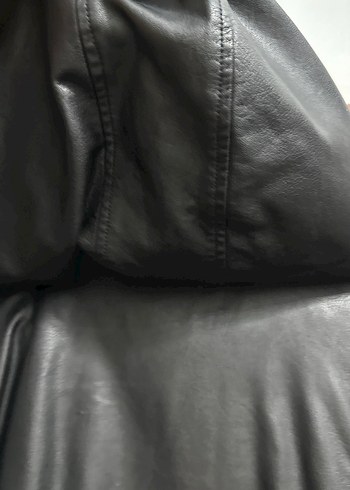Siyah Deri Kapüşonlu Kadın Ceket - Görsel 10