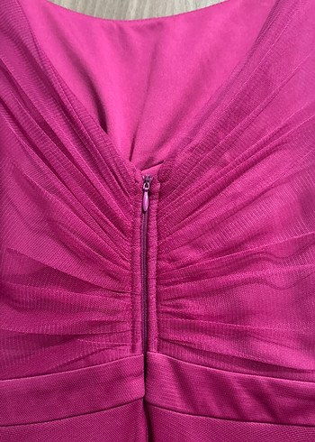 Fulya Uzun Drapeli Çiçek Detaylı Abiye Elbise - Görsel 5