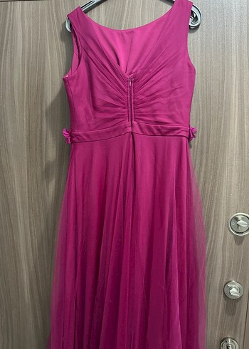 Fulya Uzun Drapeli Çiçek Detaylı Abiye Elbise - Görsel 6