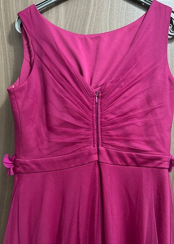 Fulya Uzun Drapeli Çiçek Detaylı Abiye Elbise - Görsel 4