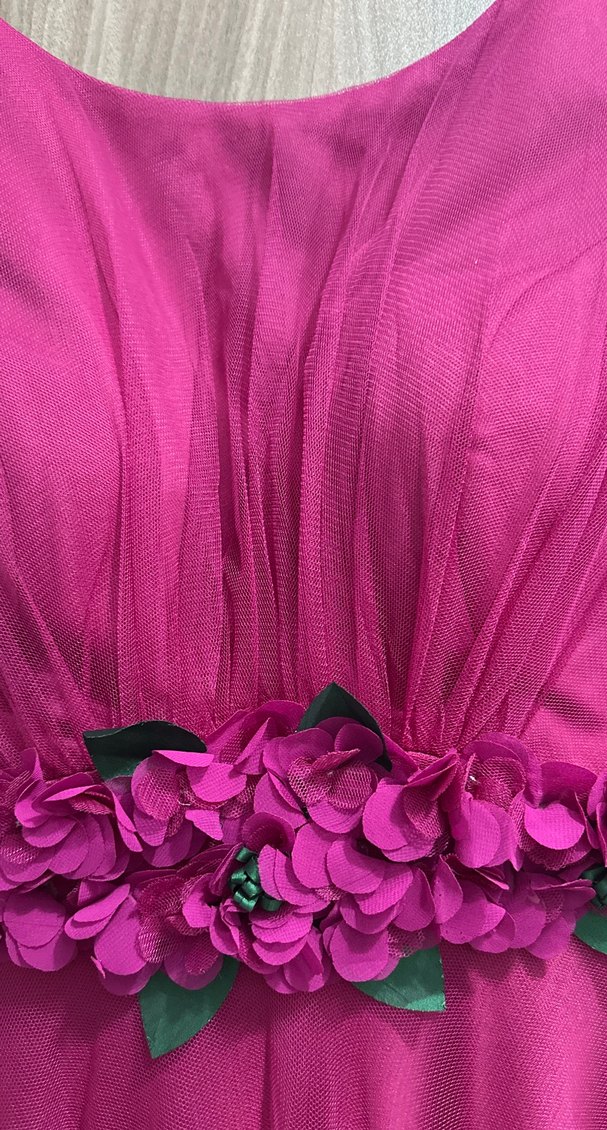 Fulya Uzun Drapeli Çiçek Detaylı Abiye Elbise - Görsel 3