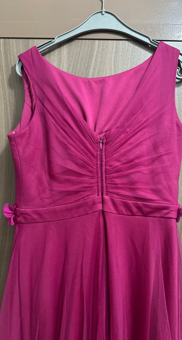 Fulya Uzun Drapeli Çiçek Detaylı Abiye Elbise - Görsel 4