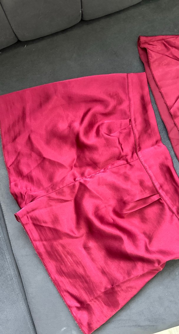 Parlak  bordo Kadın Mini İp Askılı Pijama Takımı - Görsel 2