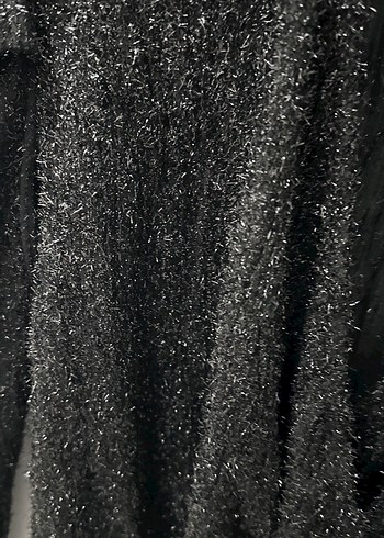 Parlak Siyah V Yakalı Uzun Kollu Bluz - Görsel 5