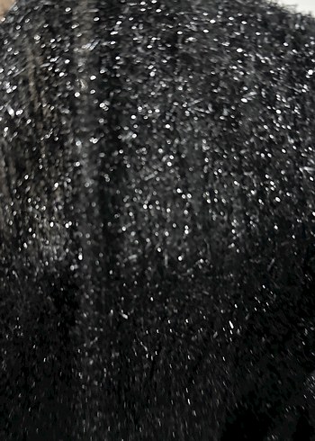 Parlak Siyah V Yakalı Uzun Kollu Bluz - Görsel 3