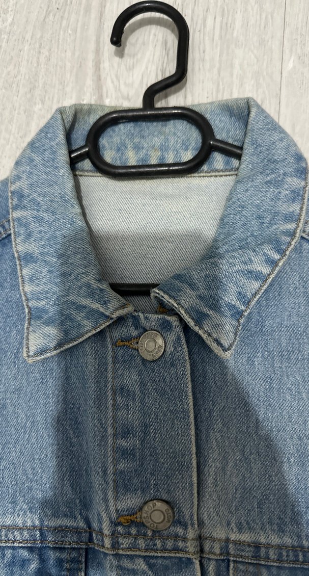 Düğmeli Mavi Kadın Kot Ceket - Görsel 4