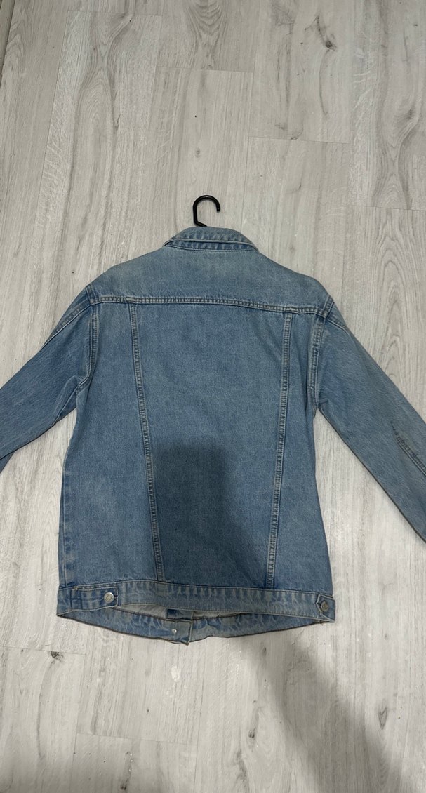 Düğmeli Mavi Kadın Kot Ceket - Görsel 5