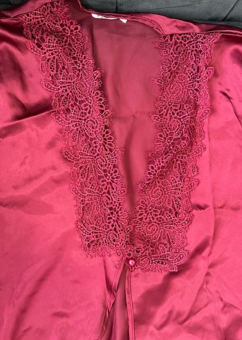 Bordo Uzun Kollu Bohem Kadın Gecelik - Görsel 2