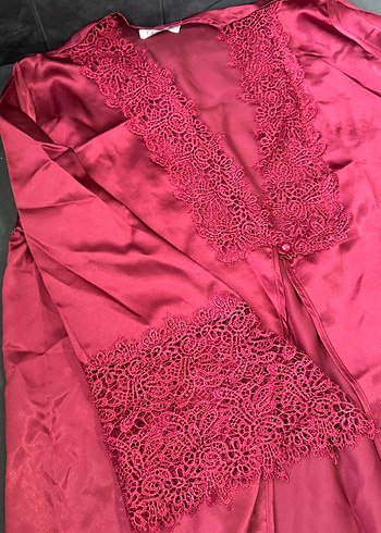 Bordo Uzun Kollu Bohem Kadın Gecelik - Görsel 3