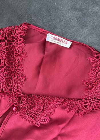 Bordo Uzun Kollu Bohem Kadın Gecelik - Görsel 4