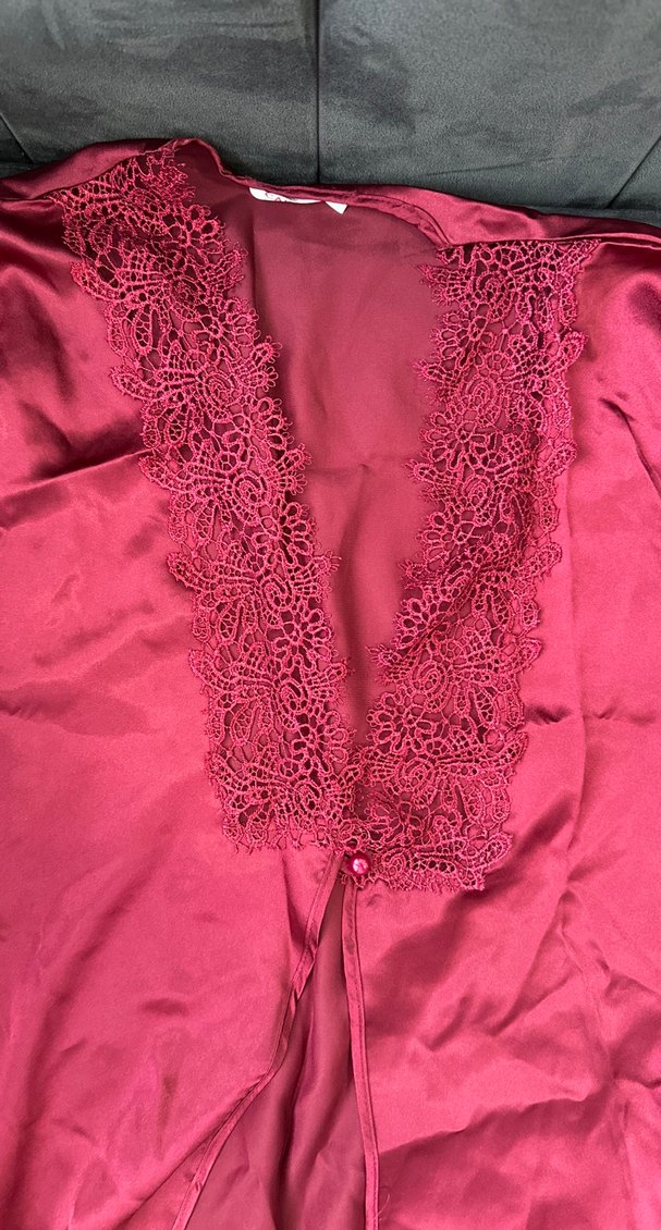 Bordo Uzun Kollu Bohem Kadın Gecelik - Görsel 2