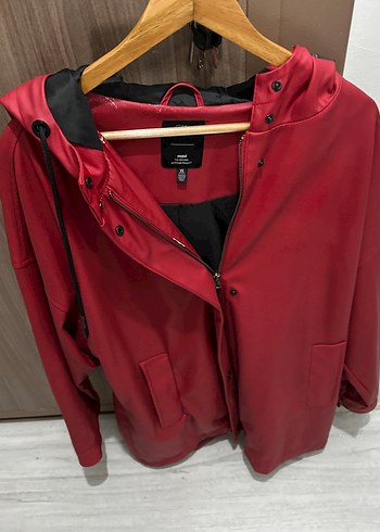 Kadın Kırmızı Deri Midi Yağmurluk - Görsel 7