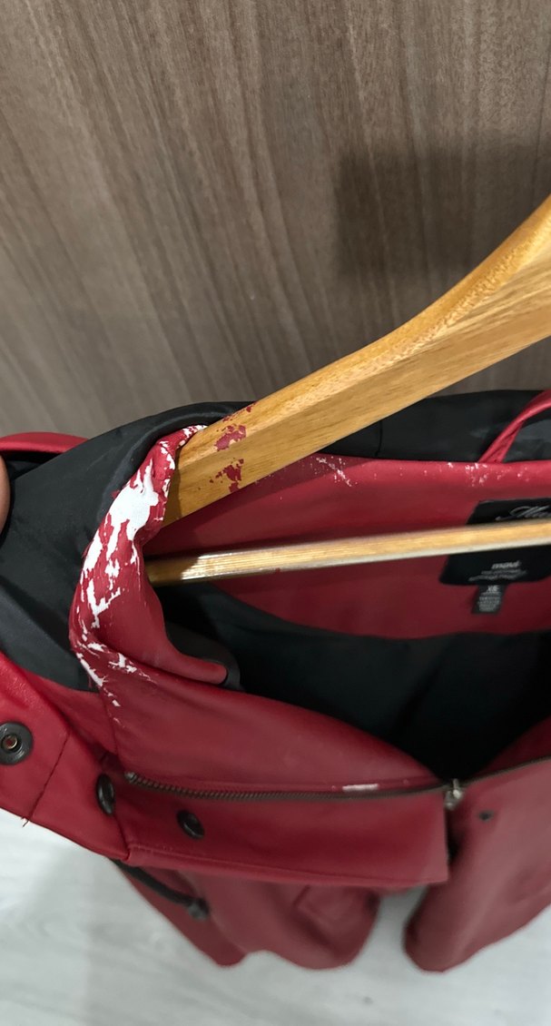 Kadın Kırmızı Deri Midi Yağmurluk - Görsel 5