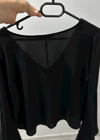 Addax Siyah V Yaka Uzun Kollu Bluz - Görsel 5