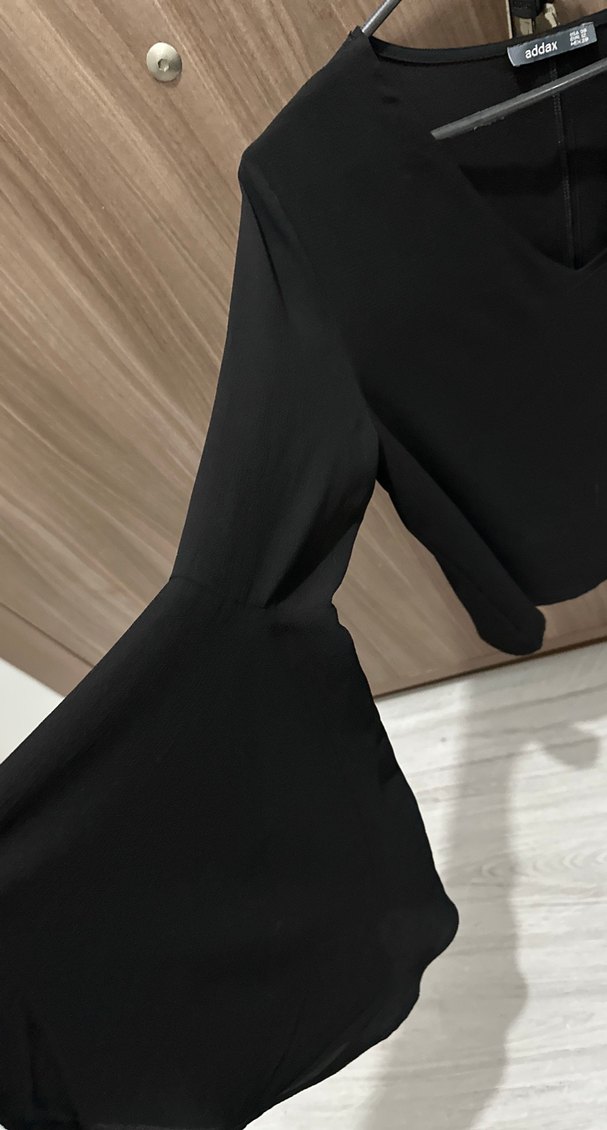 Addax Siyah V Yaka Uzun Kollu Bluz - Görsel 3