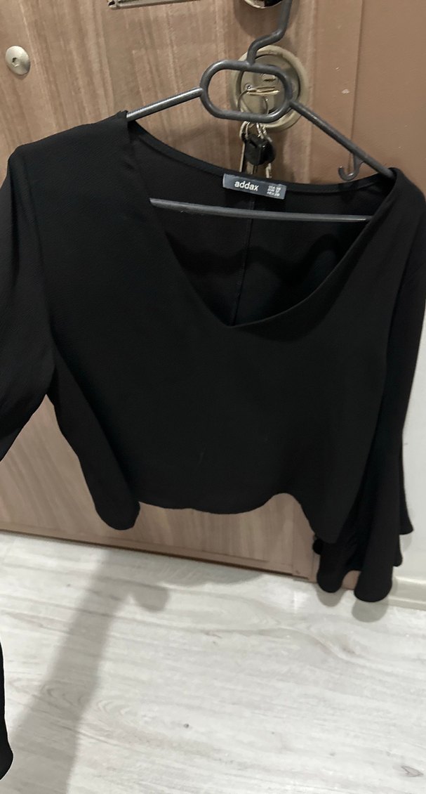 Addax Siyah V Yaka Uzun Kollu Bluz - Görsel 4