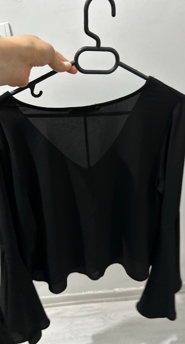 Addax Siyah V Yaka Uzun Kollu Bluz - Görsel 5