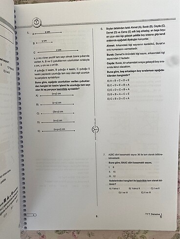  Beden Renk Orijinal Tyt matematik deneme