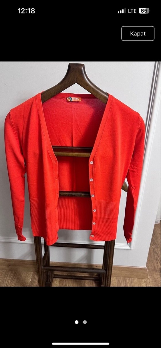 Mor Düğmeli V Yaka Kadın Hırka(3 tane) - Görsel 3