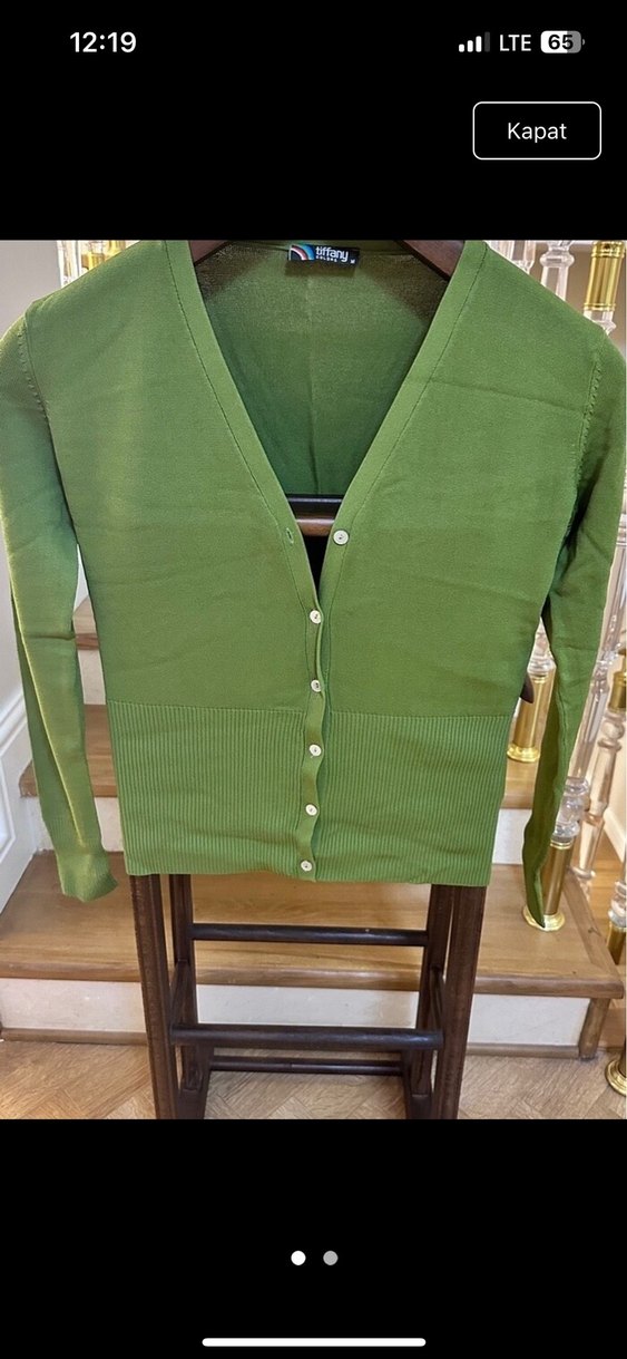 Mor Düğmeli V Yaka Kadın Hırka(3 tane) - Görsel 2