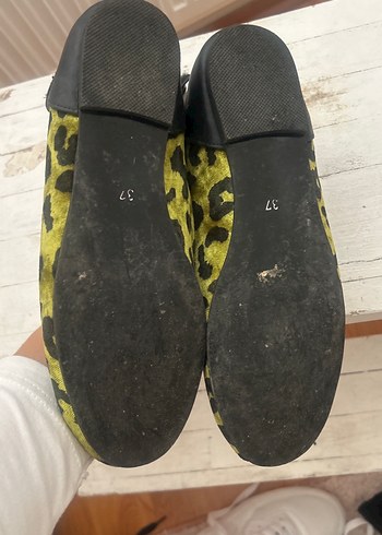 Yeşil Leopar Desenli Kadın Dolgu Topuklu Babet - Görsel 3