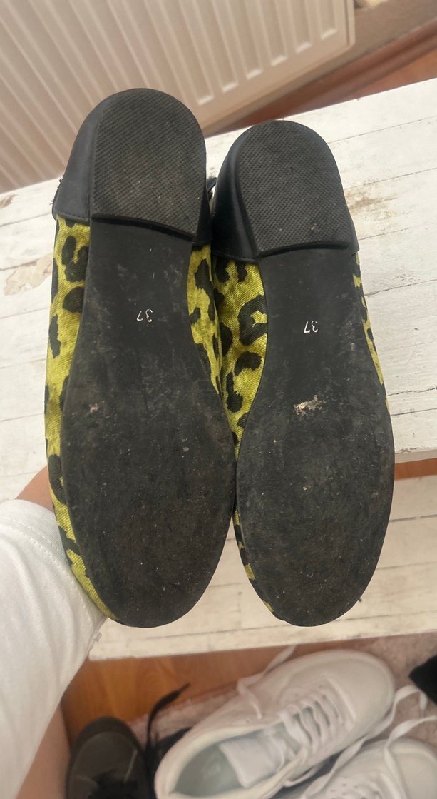 Yeşil Leopar Desenli Kadın Dolgu Topuklu Babet - Görsel 3