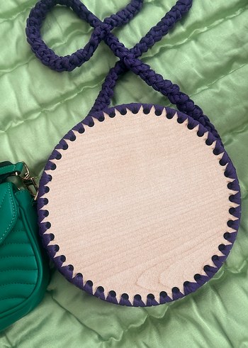 Nakışlı Pembe Örgü Kadın Çanta - Görsel 4