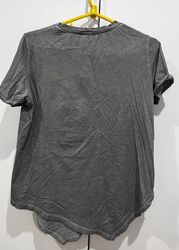 Kadın Gri Kısa Kollu Payetli Tişört - Görsel 2