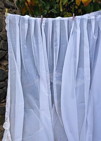 Beyaz Dantelli Tül Perde - Görsel 3