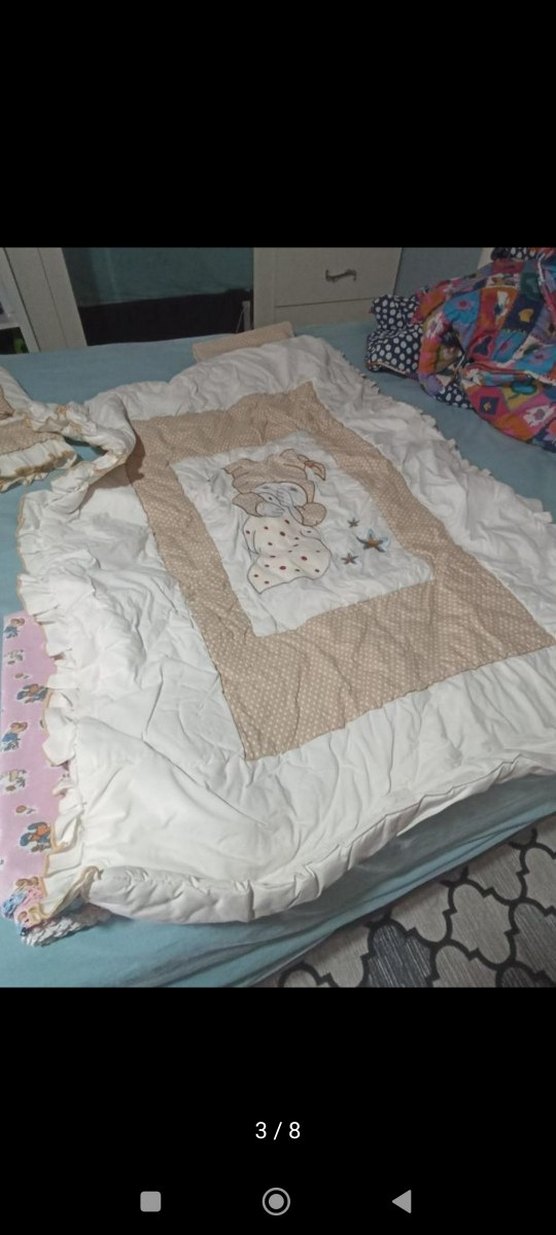 Nakışlı Çocuk Uyku Örtüsü - Pastel Kahverengi - Görsel 4