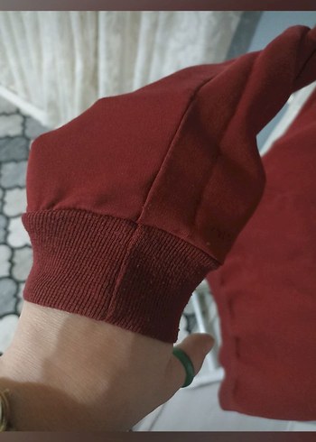 Bordo Payet İşlemeli Kadın Sweatshirt - Görsel 5