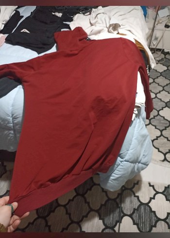 Bordo Payet İşlemeli Kadın Sweatshirt - Görsel 4