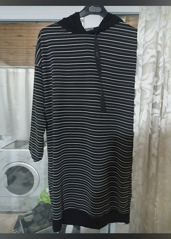 Çizgili Siyah Kadın Uzun Kollu Tunik - Görsel 2