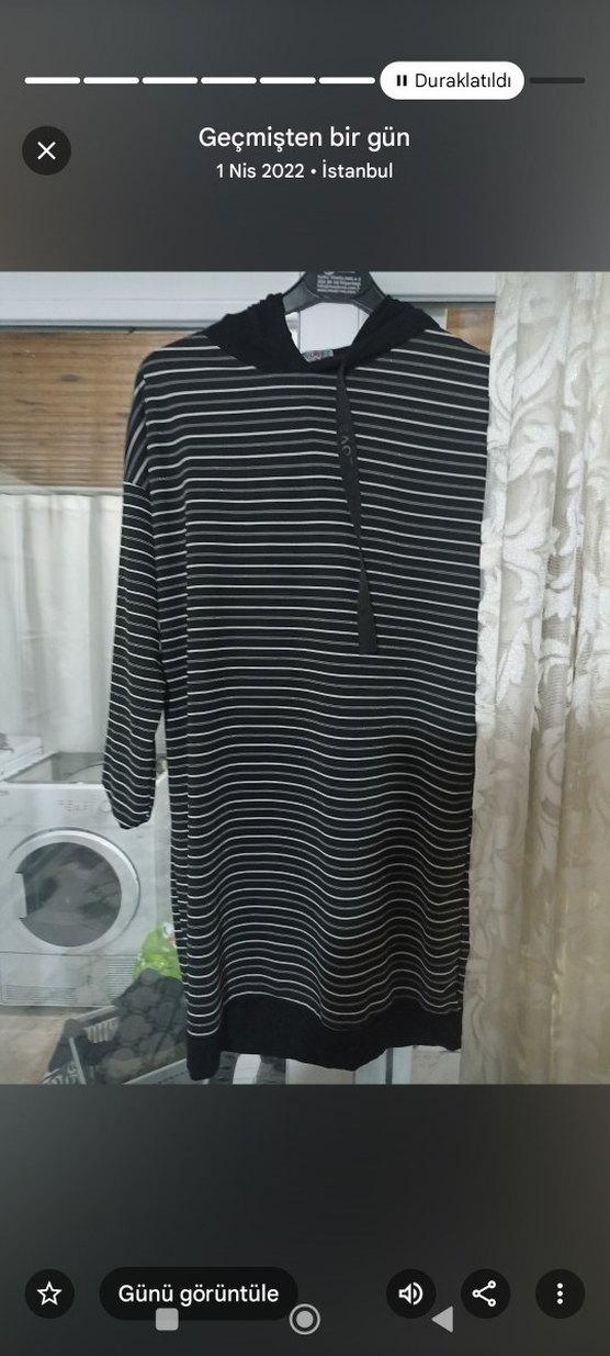 Çizgili Siyah Kadın Uzun Kollu Tunik - Görsel 2