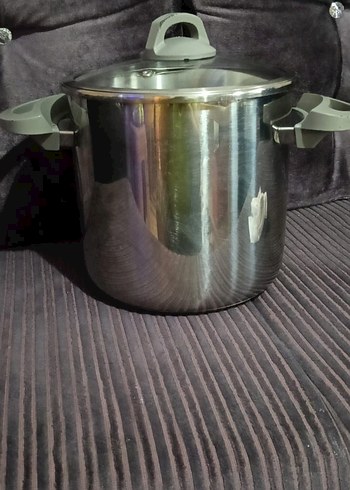 Gri Kapaklı Çelik Tencere 8 litre kapakli tencere - Görsel 2