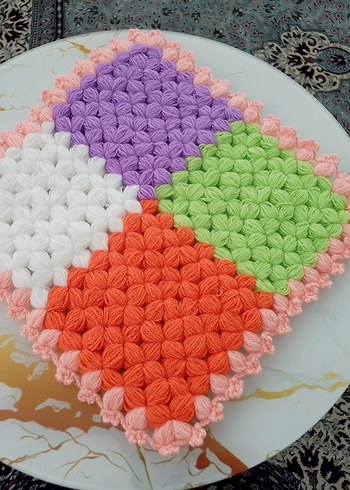 Renkli Nakışlı Örgü Banyo Lifi - Görsel 2