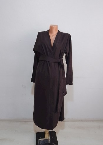 Siyah Uzun Kollu Kadın Uzun Bornoz - Görsel 3