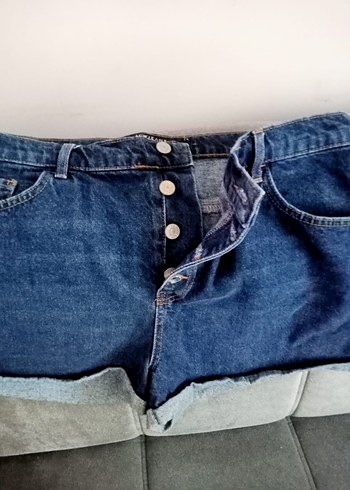 LC Waikiki Düğmeli Mavi Kadın Mini Denim Şort