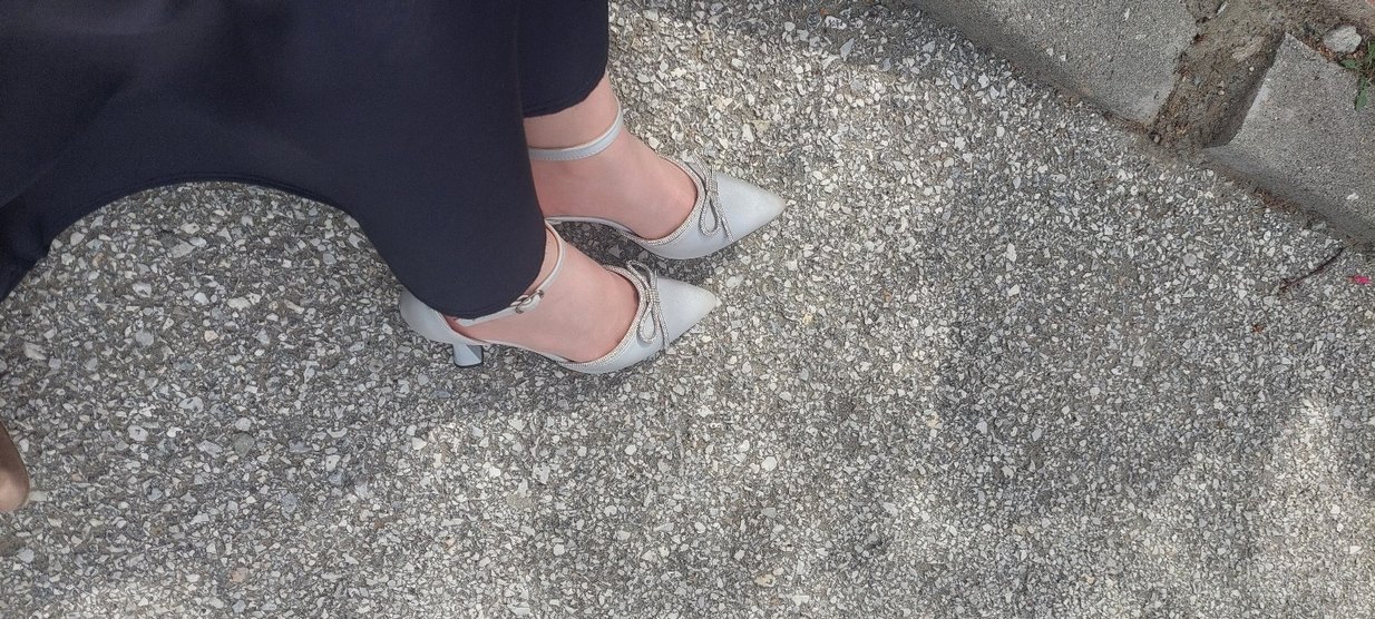 Gri Stiletto Topuklu Kadın Abiye Ayakkabı - Görsel 2