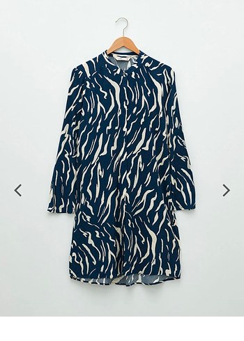 46 Beden Lacivert Zebra Desenli Uzun Keten Tunik Lcw 46 beden