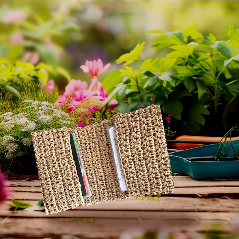 Hasır mini örgü cüzdan - Görsel 2