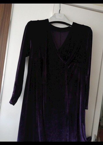 Kadın tesettür kadife Mor Uzun Elbise - Görsel 3