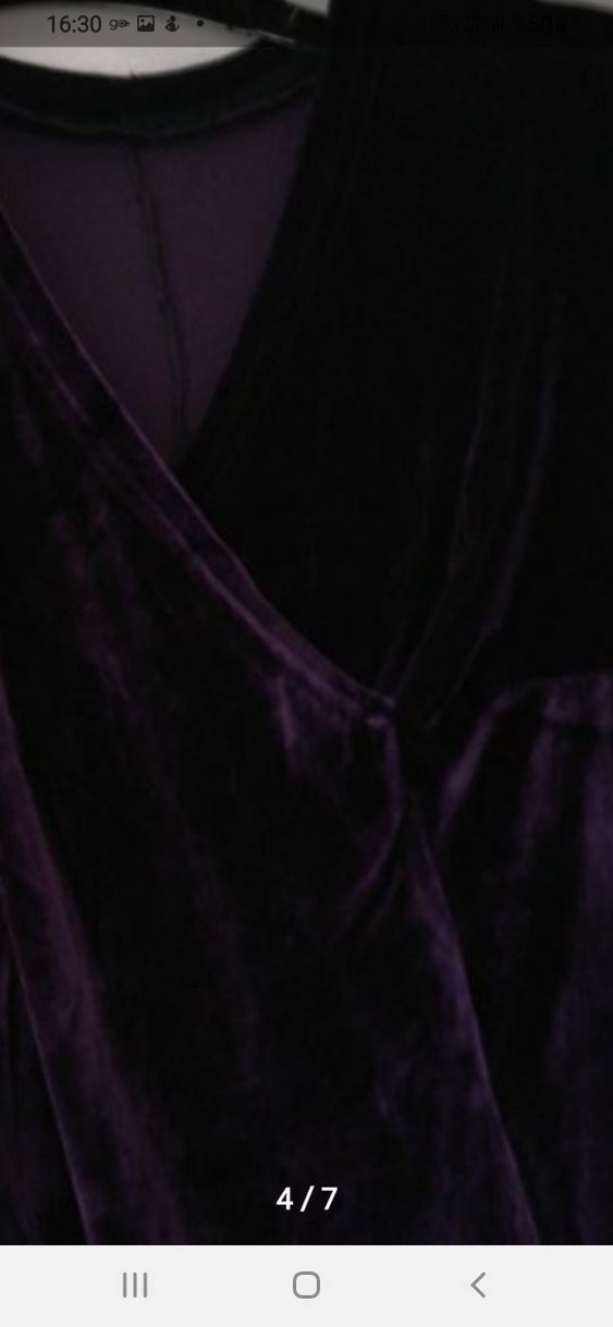 Kadın tesettür kadife Mor Uzun Elbise - Görsel 2