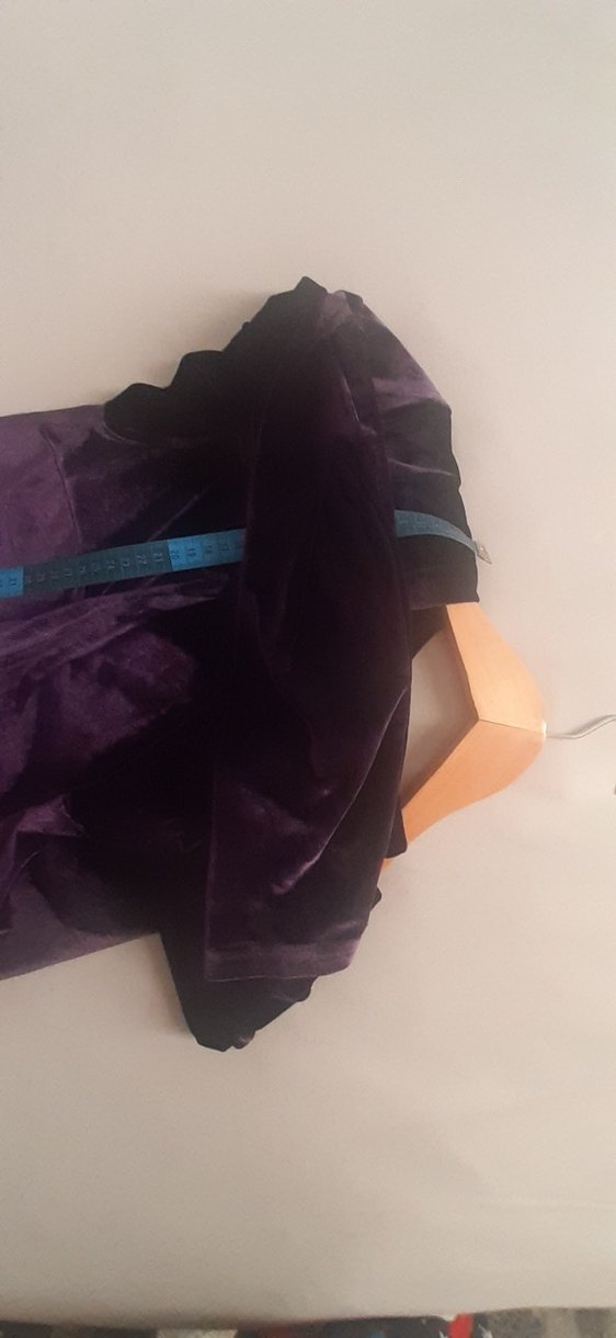 Kadın tesettür kadife Mor Uzun Elbise - Görsel 4