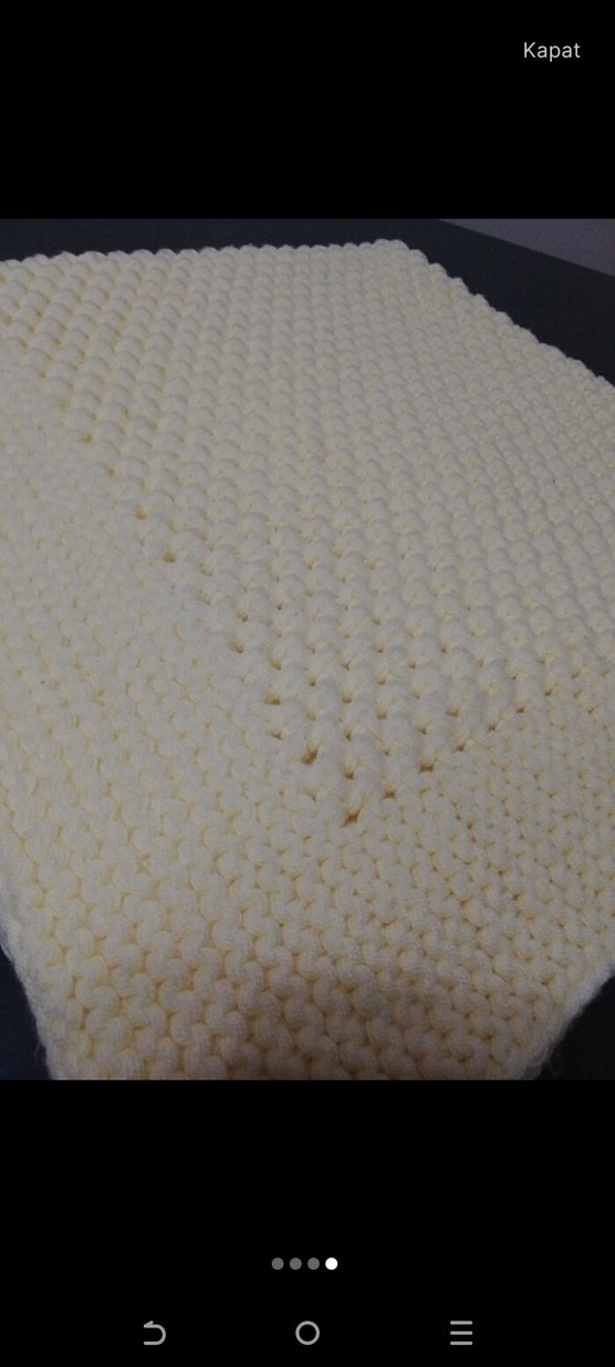 Beyaz Örgü Çocuk Battaniyesi - Görsel 4