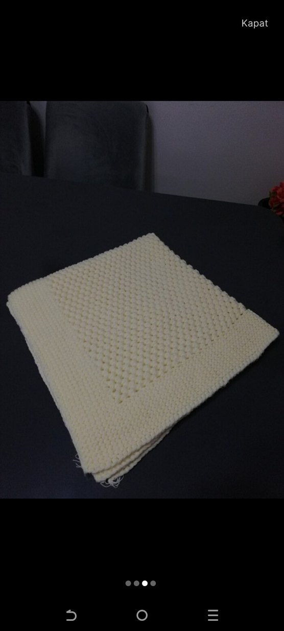 Beyaz Örgü Çocuk Battaniyesi - Görsel 3