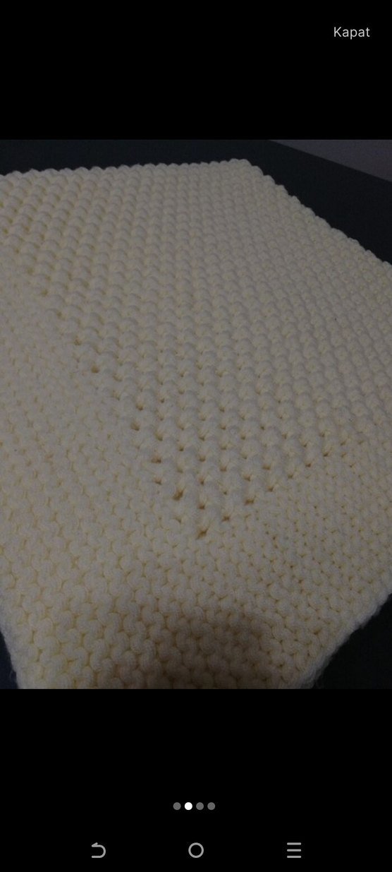 Beyaz Örgü Çocuk Battaniyesi - Görsel 2