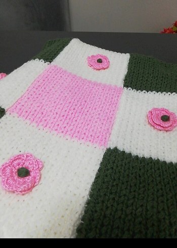 Açık Yeşil Ekose Örgü Çocuk Battaniyesi - Görsel 3