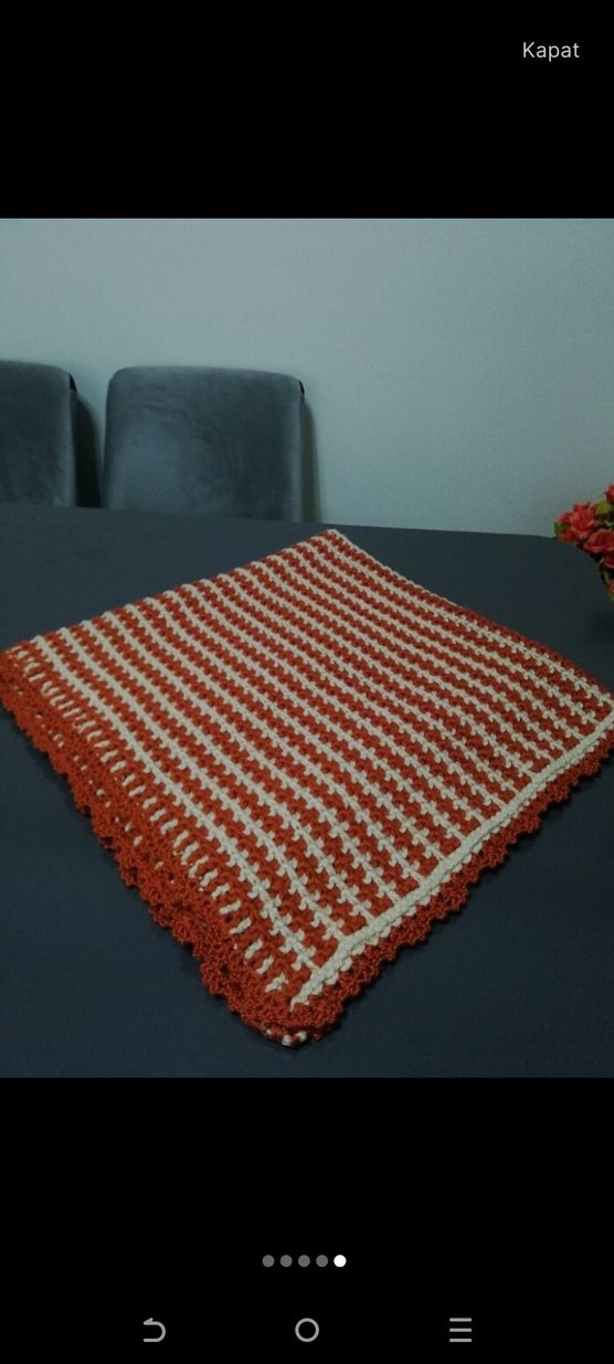 Çocuk Örgü Battaniye Kahverengi - Görsel 5