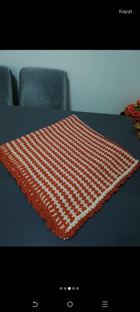 Çocuk Örgü Battaniye Kahverengi - Görsel 3